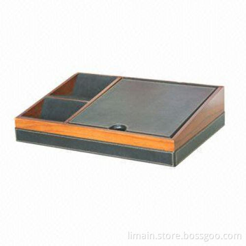 Office Organizer, Made of MDF + Leather + Rubber Paint Material